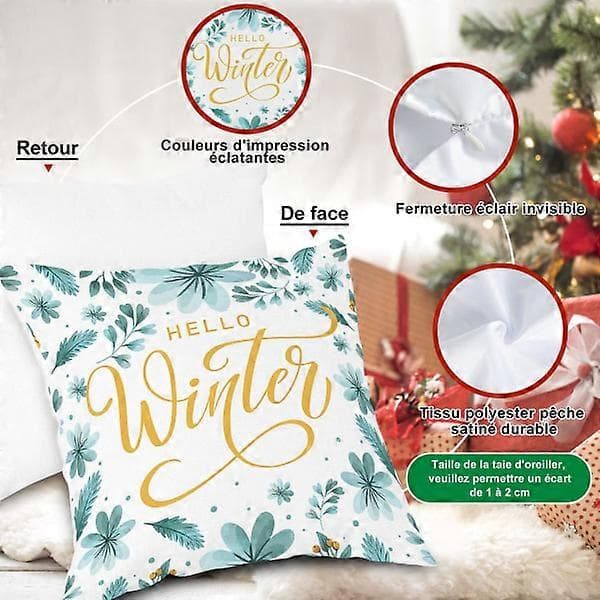 # Set med 4 julkuddfodral 45 x 45 cm (Teal), God Jul #