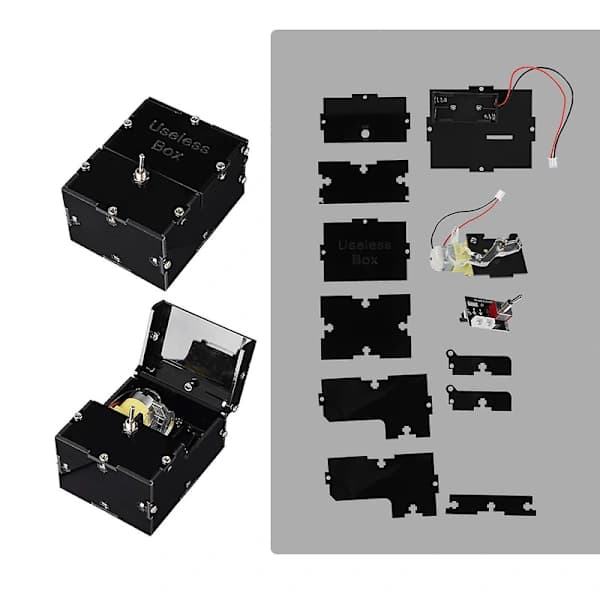 DIY Useless Box Kit - Mini Sjovt Legetøj til Unikke Gaver - Automatisk Sort Boks til at Lade Mig Være i Fred