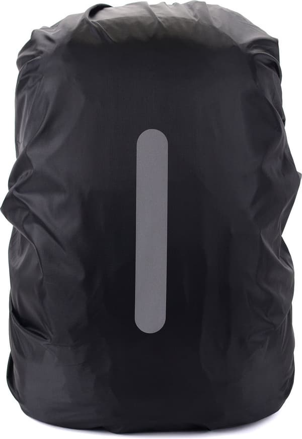 Vandtæt rygsæk regnslag, reflekterende, sort, M (30-40 liter), til skoletaske