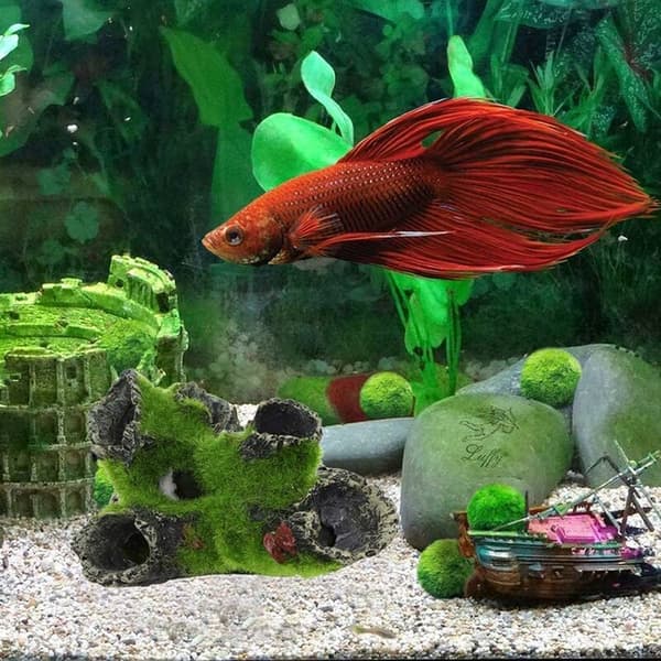 Middelaldersk harpiks akvarium ornament akvarium dekorasjon tilbehør Betta reptil slott ly