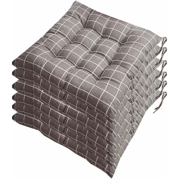 [CA] Sett med 6 stk Stolputer 40x40, Dekorative Stolputer Hageputer 12 Sømmer i Ulike Mønstre, Polyester (A), DEBUNS