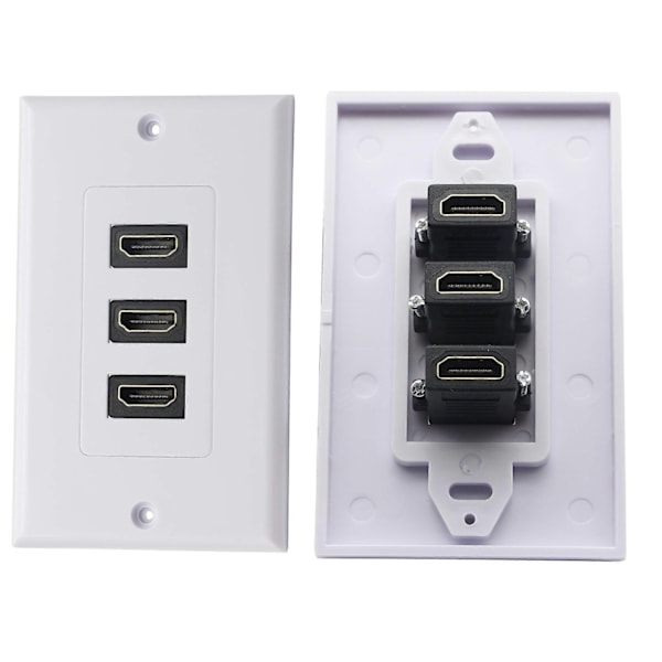 3-Portars HDMI 2.0 Väggplatta, HDMI-komponent, Kompositljud, Väggfäste, Stöder 4K 60Hz 1080P Perfekt (3 HDMI) - Perfet