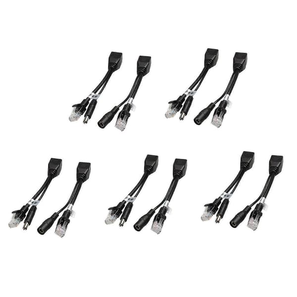 10pcs (5 pairs) PoE Splitter PoE Cable Adapter Shielded 5v 12v 24v 48v Power Supply Cable 5.5x2.1
