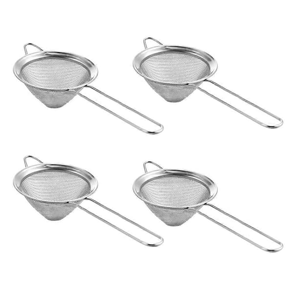 4 pcs Stainless Steel Fine Mesh Strainer Cocktail Strainer Kitchen Food Strainers Conical Tea Strainer (8.5cm)