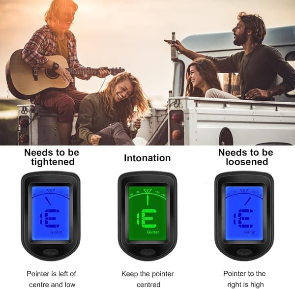Gitarrstämmare Ukulele Bas Fiolstämmare Clip med gitarr, ukulele, tolv liksvävande tempereringar