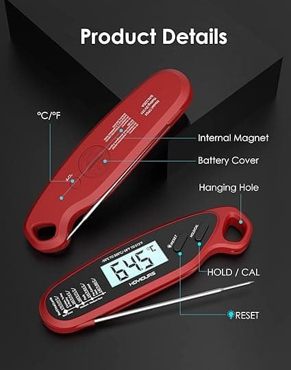 ACY Digital Køkkentermometer Direkte Aflæsning Kødtermometer, Lang Sonde, Stor LCD-skærm Dobbelt M