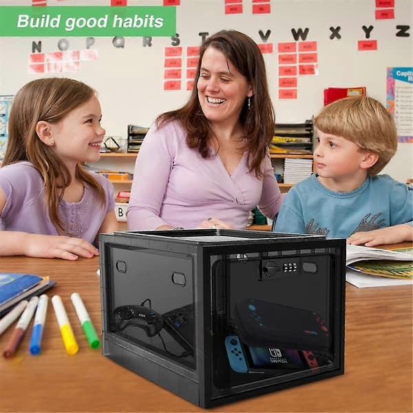 Medical Lock Box, Mobile Phone Lock Box Lockable Storage Box, Refrigerator Food Lock Box Tablet Storage Cabinet, Black