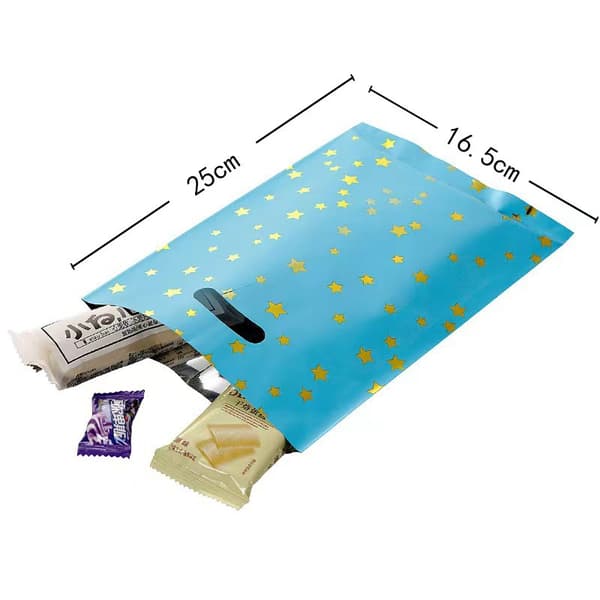#100-pack Färgade Folie Presentpåsar med dragsko Multipack