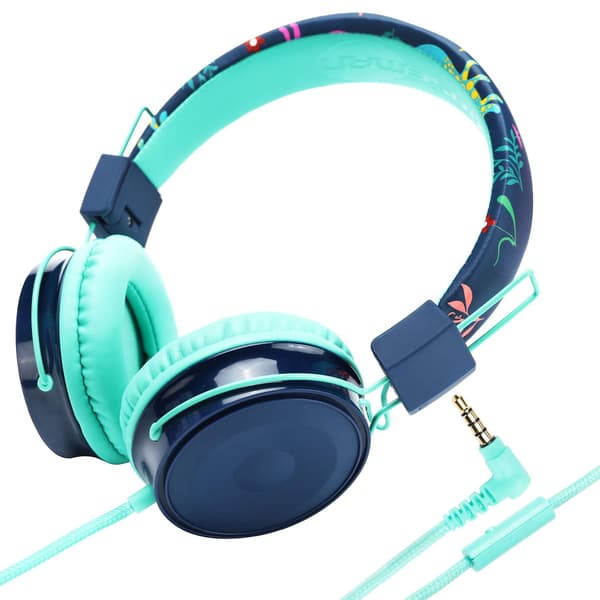 Børneheadset med mikrofon - sammenklappeligt og justerbart stereokabelheadset til børn