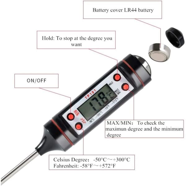 2 stk Kjøkkentermometer Universal Husholdningstermometer Kjøtttermometer, Lesbart 50°C - 300°C, °C / °F Byttbart