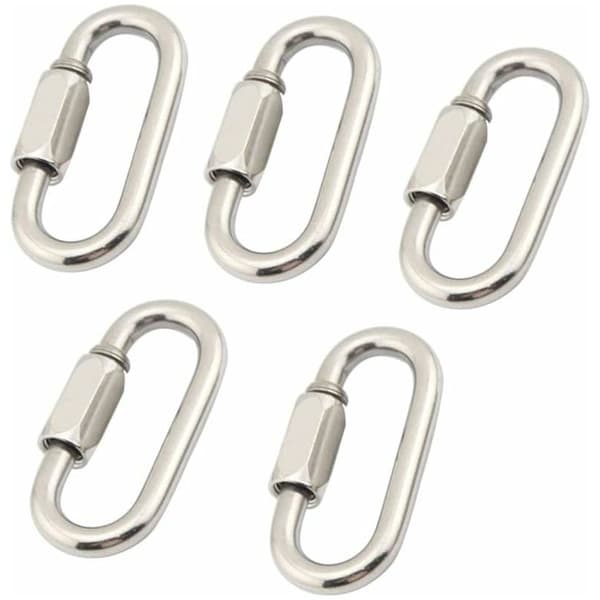 M6 Stainless Steel Quick Link D-shaped Carabiner Chain Links 5pcs