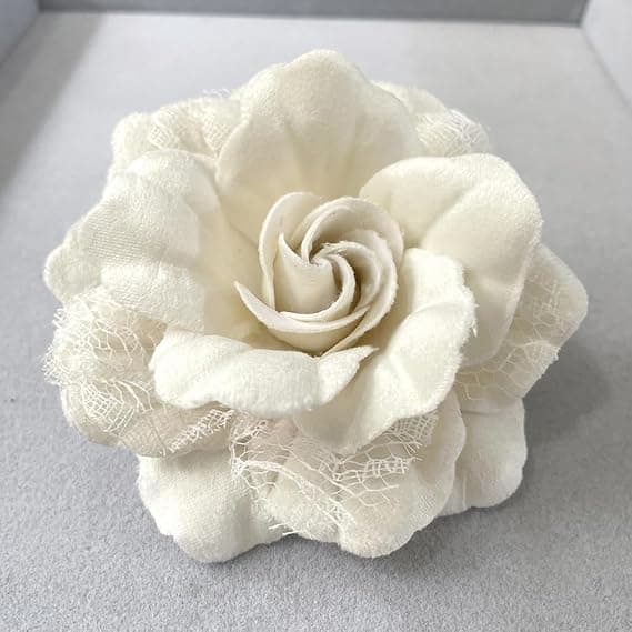Kameliablomst Brocher Reversnåle Blomsterbroche Klassisk til Bryllupsfest Dans Banket til Kvinder Damer Elegant Hvid White