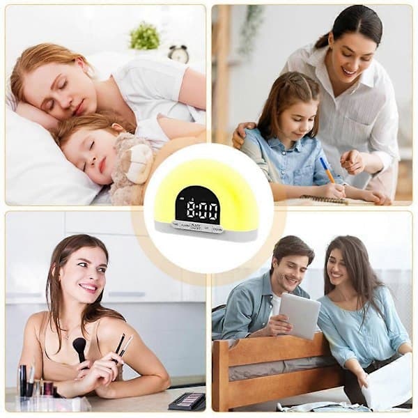 Sunrise Alarm Clock with Light Simulation and Snooze for Deep Sleepers, Night Light for Bedroom, White