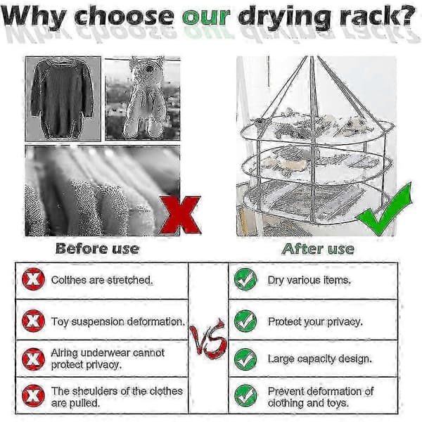 3-Tier Foldable Sweater Drying Rack Hanging Mesh Laundry Dryer Clothes Organizer