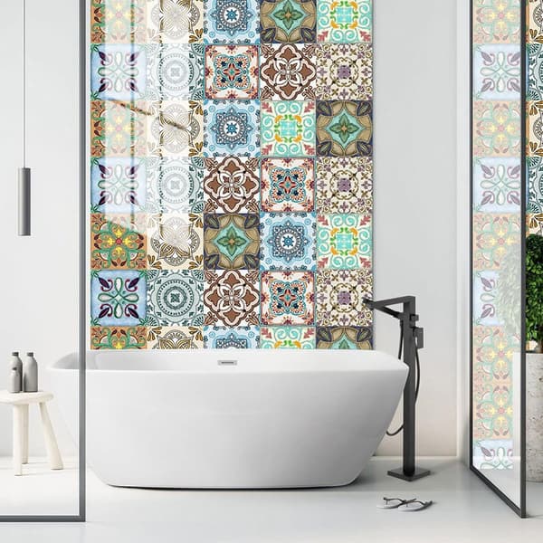 Self-adhesive tile stickers, 20 pieces, 15x15cm, waterproof PVC for kitchen and bathroom