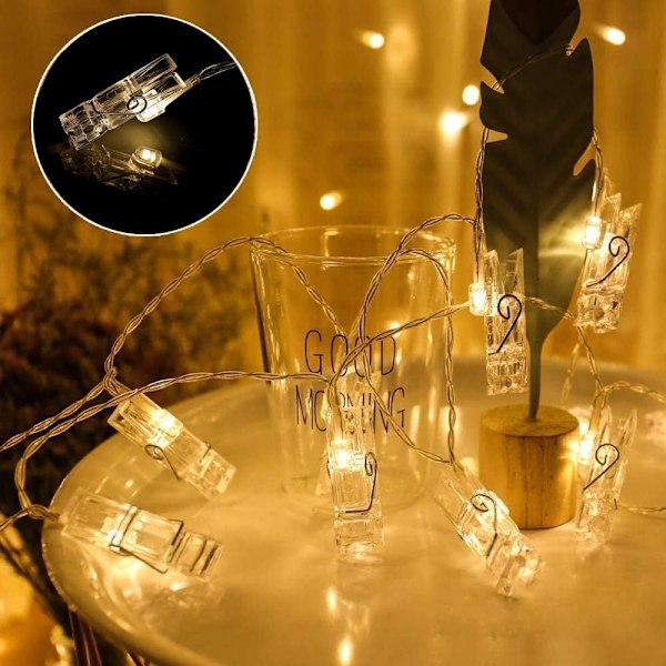 Fotoclips med ljusslinga, 8 lägen, 4 LED-lampor