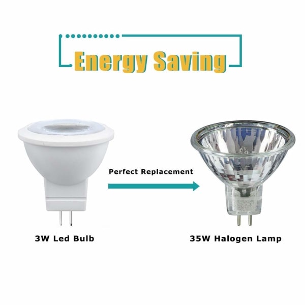 3W MR11 GU4 LED-lampa Kallvit 6000K AC/DC 12V (4st)