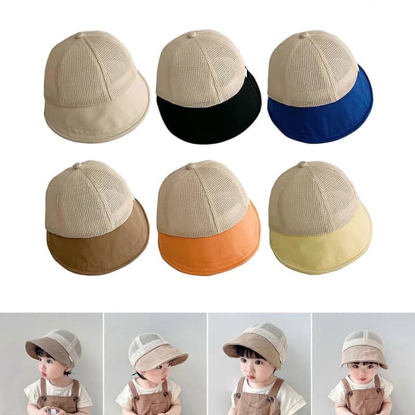 Kul uthulet babyhatt ensfarget skyggelue bredbremmet solhatt gave til reiser strender camping blå blå Blue