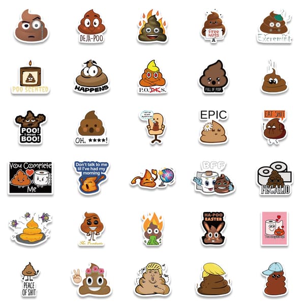 60 Cartoon Parody Poop Emoji Stickers
