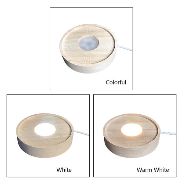 Round Shaped Display Pedestal LED Light Display Base Crystal Wood Lighting Base