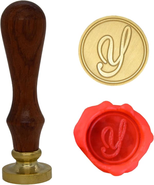 Voksseglstempel bokstav A-Z, Alfabet initialseglstempel for jule- og takkekort, bryllupsinvitasjon W-S-2 (bokstav Y)
