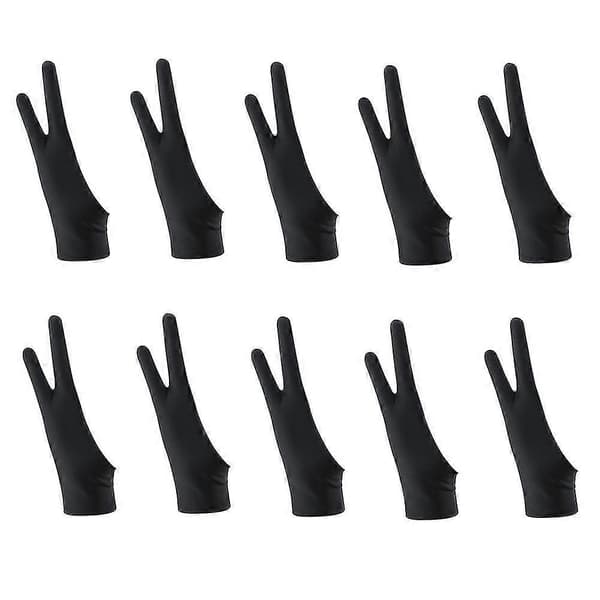 10-pack Artist Drawing Gloves with 2 Fingers for All Graphic Tablets Digital Drawing (s)