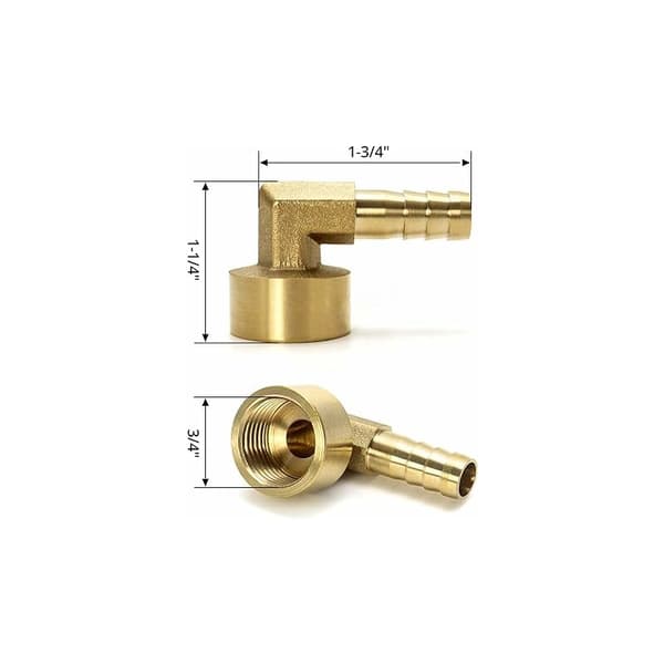90 graders vinkelrör i mässing, 10 mm x G1/2, 2 st