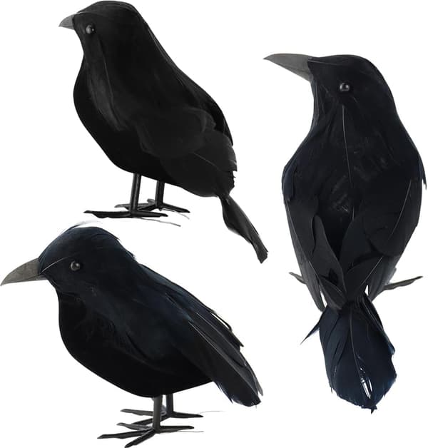 Halloween-dekoration, svarta kråkor, 3 stycken