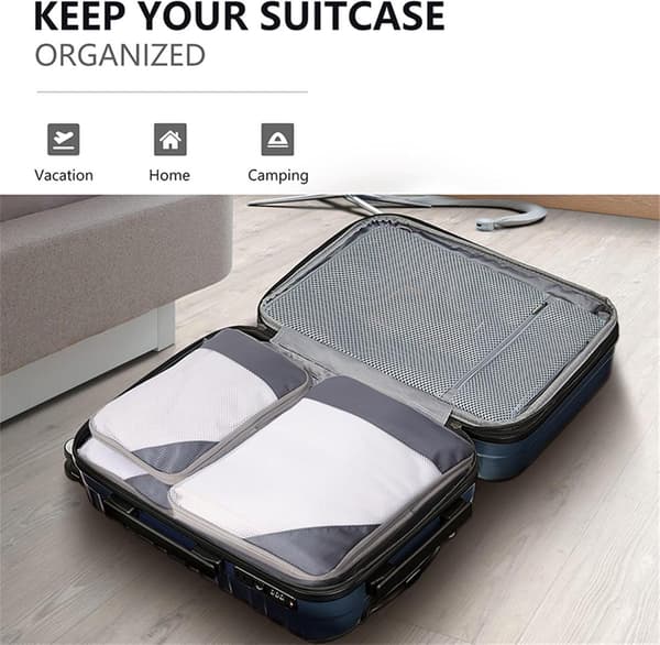 Compression Packing Cubes, Set of 6, Suitcase Organizer for Travel and Backpacking