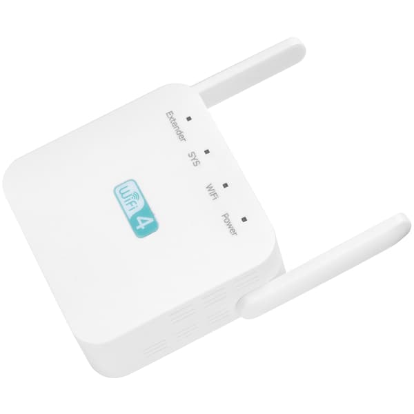 300M Repeater with Dual Antenna Signal Amplifier Range Extender White 100-240V EU Plug