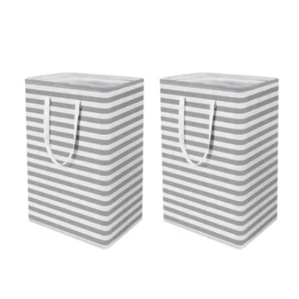 2 pcs Laundry Basket Reinforced Long Handle Precise Stitching Foldable Fabric Baskets for Home