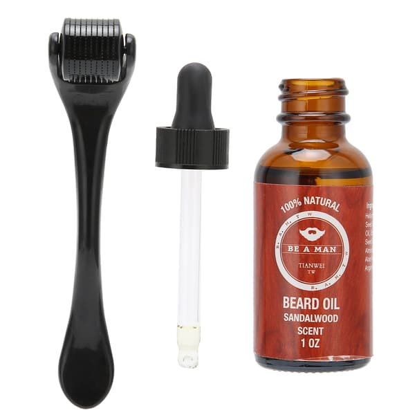 540 Microneedle Roller Beard Oil Set Natural Beard Moustache Growth Oil Roller Kit (30ml)