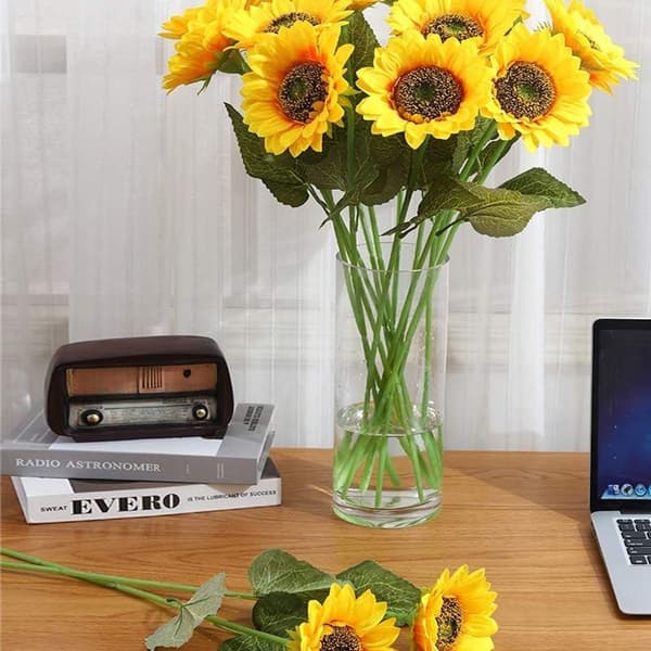 Artificial Sunflowers, Long Stem, for Wedding Decoration, 6 Pieces KLB