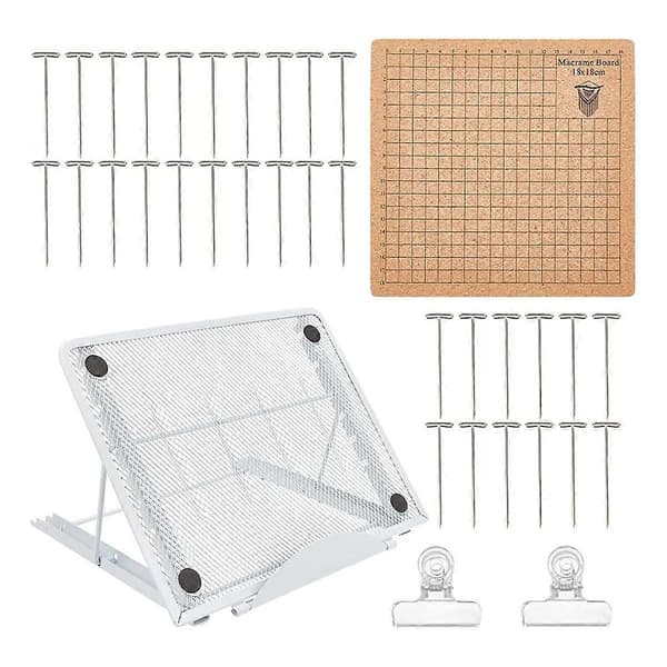 7x7 tommer Macrame Panel og Justerbar Metalbeslag, Dobbeltsidet Mesh Macrame Projektpanel til Flettet Snor