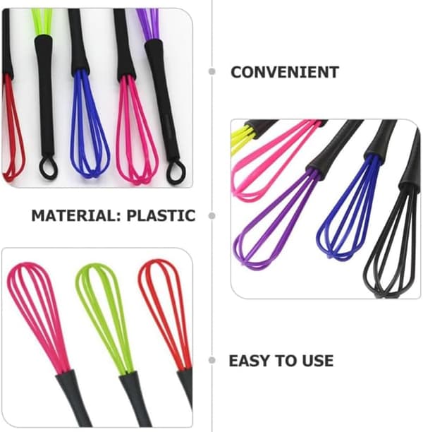 Mixer Tool, 7-piece Plastic Kitchen Whisk, Mini Plastic Whisk, Balloon Whisk, Whisk, Hairdressing, Plastic for Mixing/Whisking Kitchen Utensils