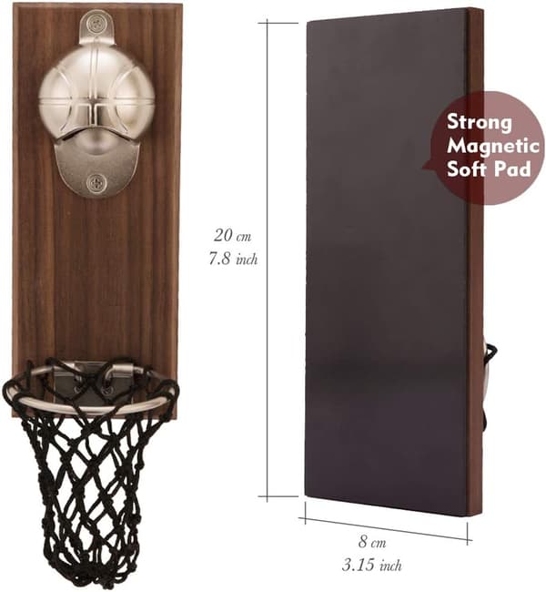 Magnetisk basketballflaskeåbner, vægmonteret træåbner