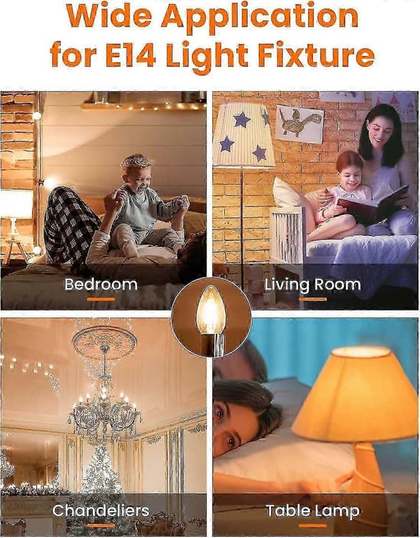 10-pack Halogen Bulbs, 42W E14 Halogen Candle Bulbs, Dimmable Small Screw Bulbs, 2700K Warm White, 613 Lumens [DB]