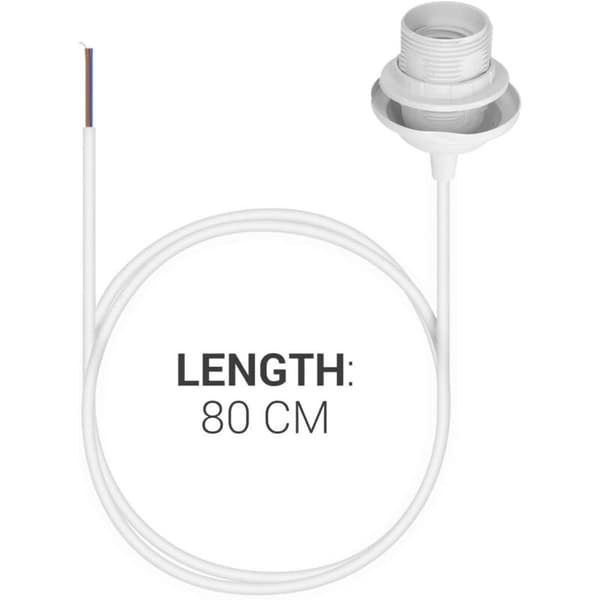2x Elkabel til Lampe - Kabel med E27 Fatning og Monteringsring - Loftlampe Pendel