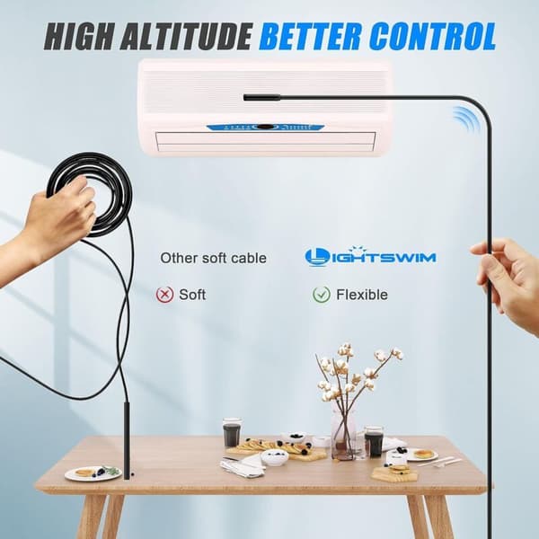 Industrial Endoscope Inspection Camera, 4.3 \" IPS Borescope Drain Camera, IP67 Waterproof Snake Camera with 8 LED Lights, 5m Semi-Rigid Cable