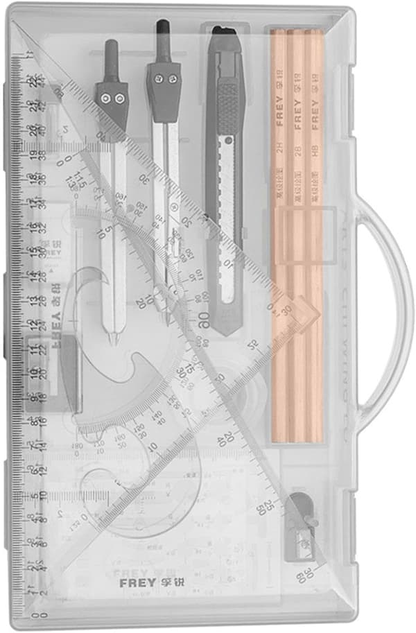 Generic Geometry Compass Set, Geometry Set for Students | 16x Professional Set - Drawing Tools with Storage, Graphic Drawing Supplies for [DB] Transparent