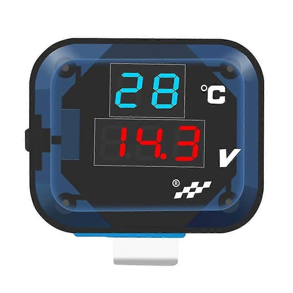 3-i-1 temperaturspenningsmåler motorsykkelstyremontering termometer voltmeter