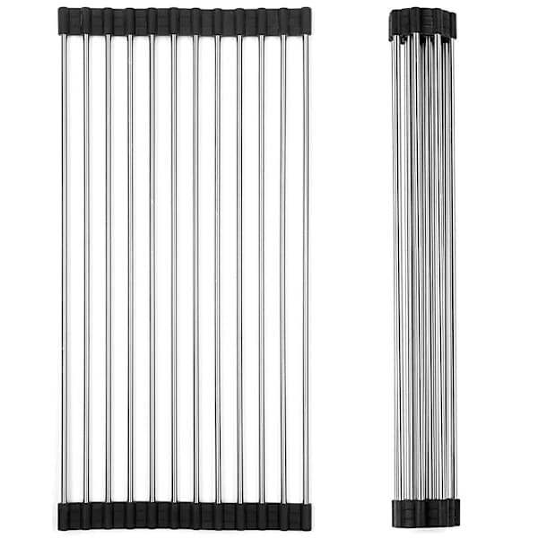 Opvaskestativ i rustfrit stål, sammenrulleligt, foldbart, 2-pak 2-Pack