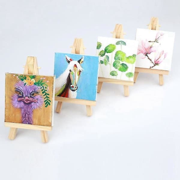 10 sæt mini displaystativ med lærred 8x8cm bryllupsbordnummer maleri hobby malerihåndværk DIY