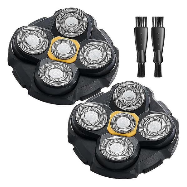 2 kpl vaihtopäitä Microtouch Titanium Head Shaver -laitteeseen, 2 puhdistusharjaa Musta hopea Svart silver