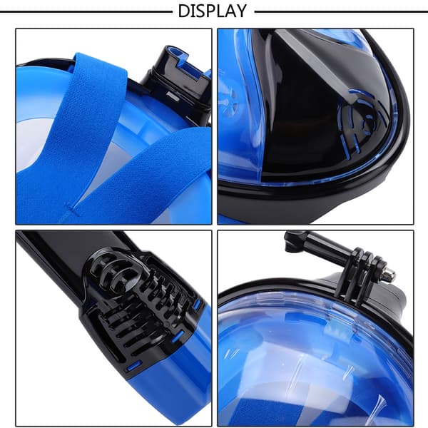 Keep Diving Helmask Snorkelmask Dykking 2 i 1 Tørr Pust Undervanns Svømmerør (Blå, M)