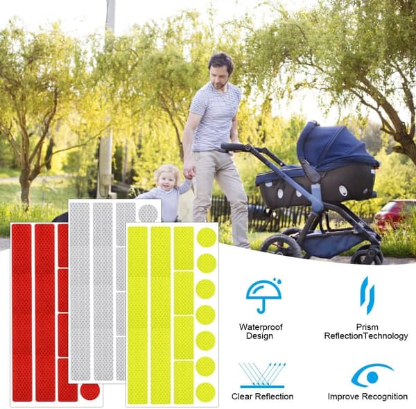 Reflective strips with anti-wear, retroreflective stickers
