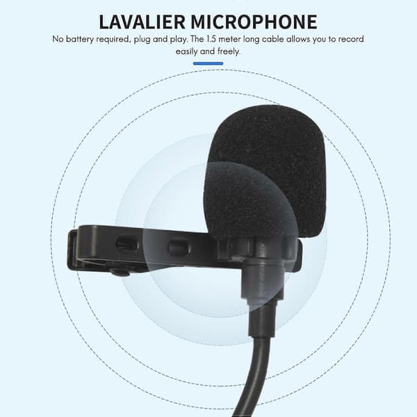 Profesjonell Lavalier-mikrofon med klips for iPhone/opptak/intervju/videokonferanse/Vo