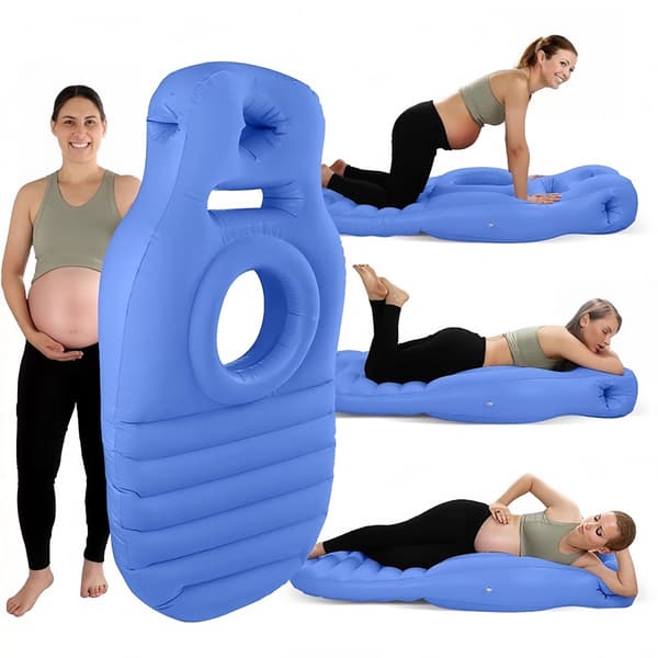 Inflatable Pregnancy Pillow with Belly Hole, Portable Maternity Support, Practical Gift (170x65x22cm) Blue Blue