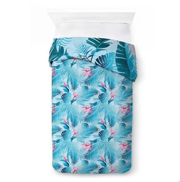 Sengetøy Disney Lilo & Stitch med blomster enkeltseng Blå Blå