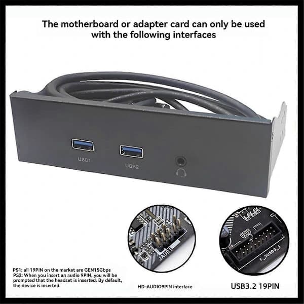 USB3.2 GEN1 Floppy Drive Slot HD-AUDIO Audio Frontpanel 5,25-tommers Optisk Frontpanel Understøttelse af 2x USB